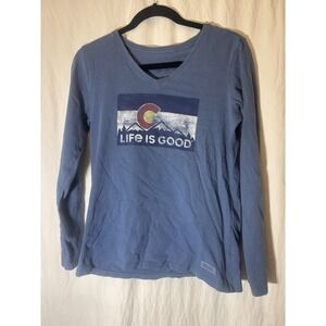 Life is Good Shirt‎ Adult Small Blue Tee W25